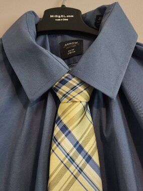 2/$15 Arrow Men's Blue Dress Shirt and Tie Combo - Size 19 Neck